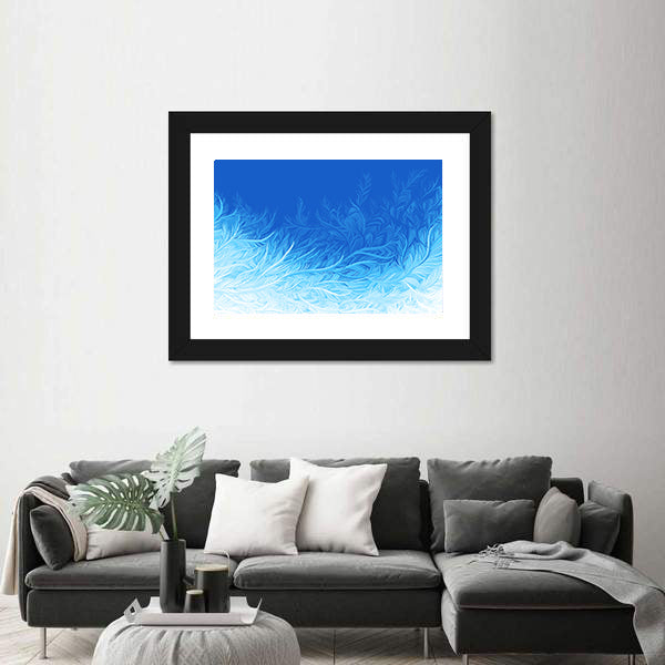 Winter Blue Curly Ice Frost Canvas Wall Art