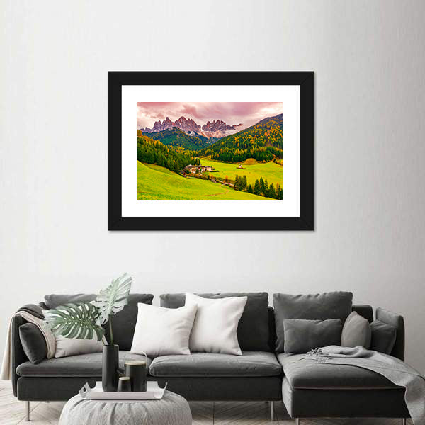 Santa Maddalena Village at Autumn Twilight Canvas Wall Art