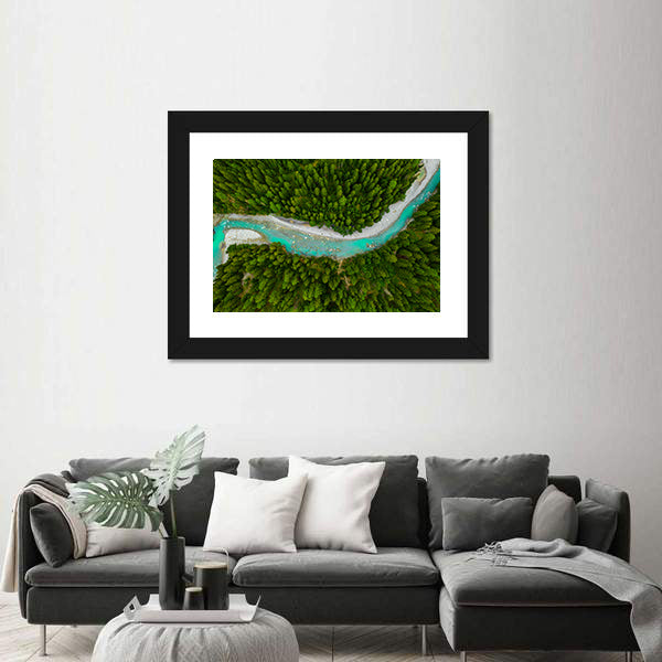 Inn River Flowing In Forest In Switzerland Canvas Wall Art