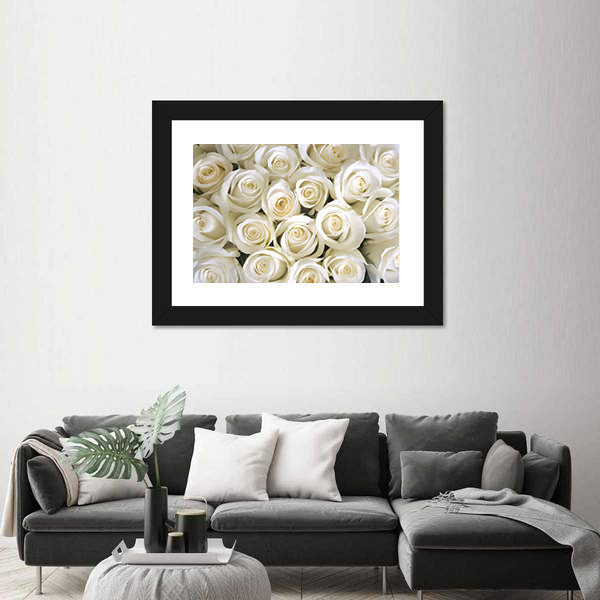 Silky White Roses Canvas Wall Art