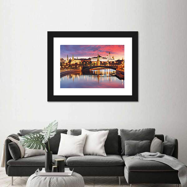 Moscow City Skyline At Sunset Canvas Wall Art
