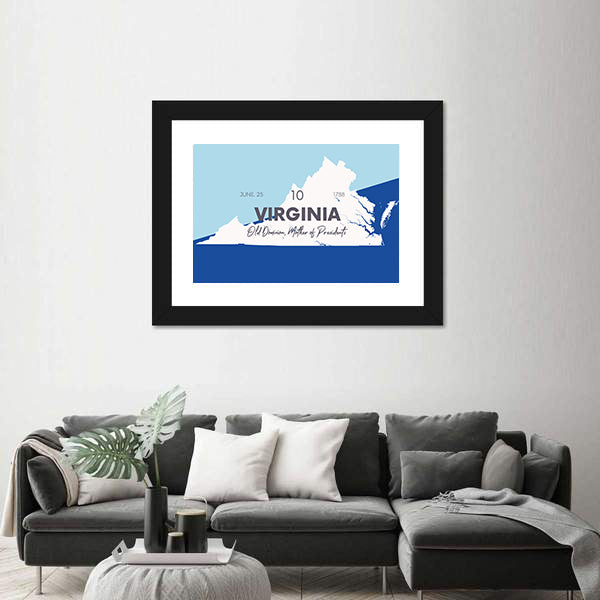 Virginia State Map Typography Canvas Wall Art