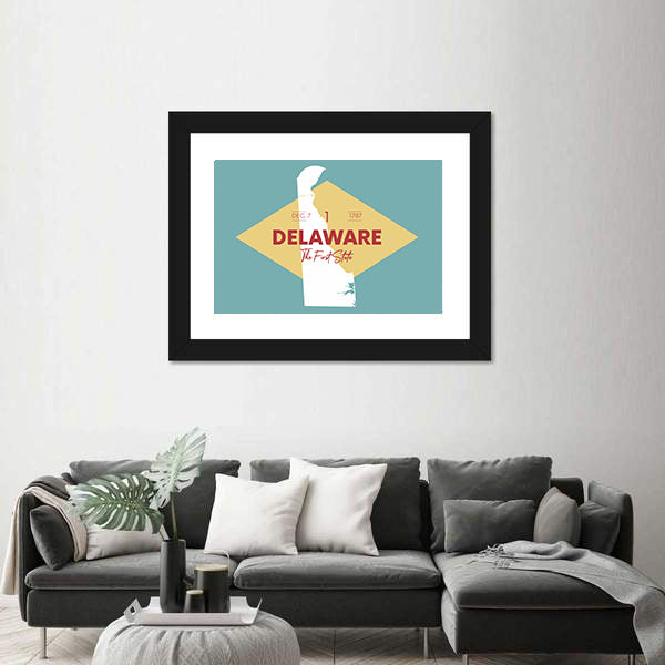 Vintage Delaware Map Canvas Wall Art