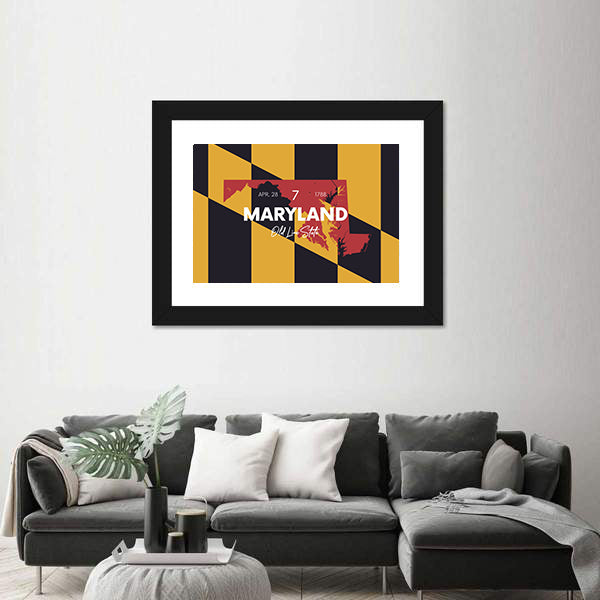Maryland Map Canvas Wall Art