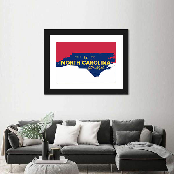 North Carolina State Map Canvas Wall Art