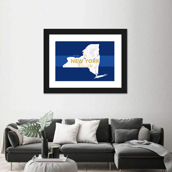 New York State Map Canvas Wall Art