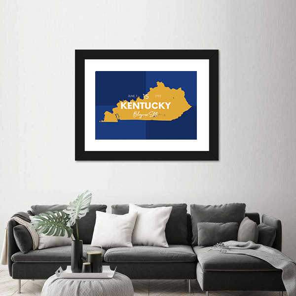 Kentucky State Map Canvas Wall Art