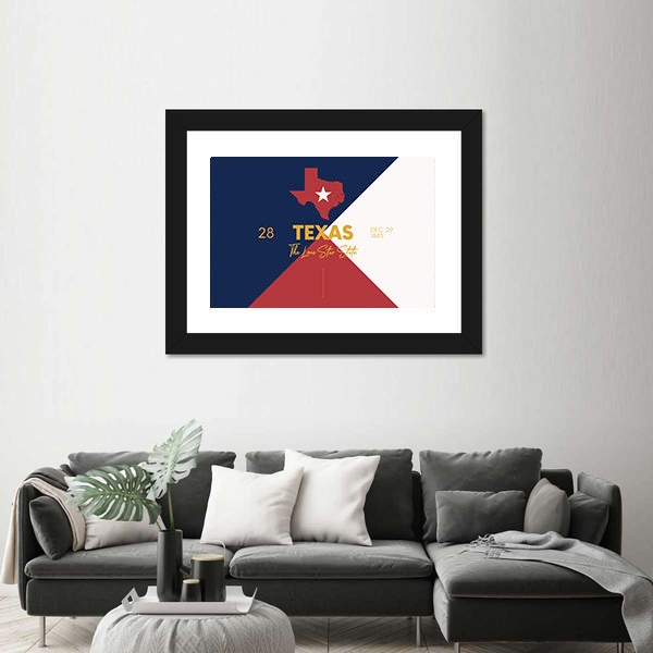 Texas Map with Lone Star Canvas Wall Art