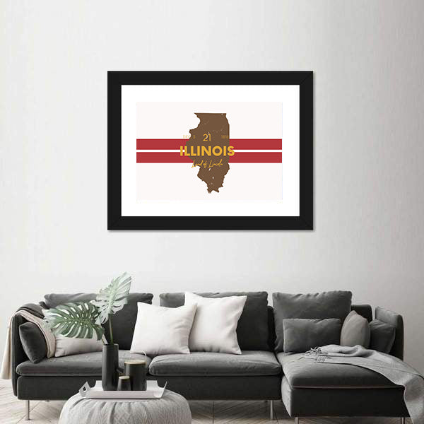 Illinois Map Canvas Wall Art
