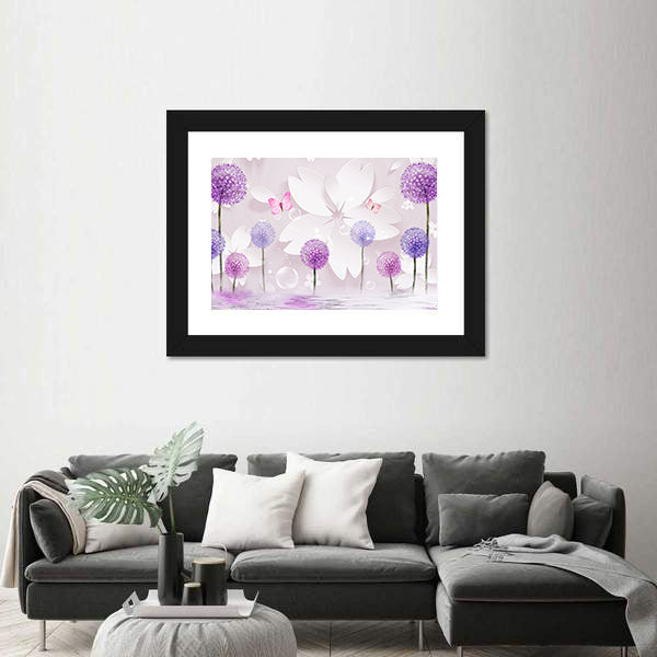 Purple Floral Lake Reflection Canvas Wall Art