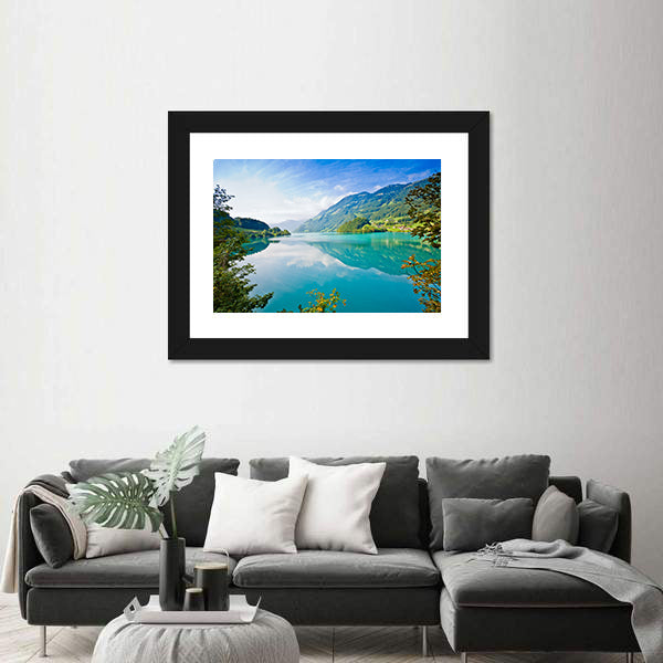 Majestic Mountain Lake In Switzerland Canvas Wall Art
