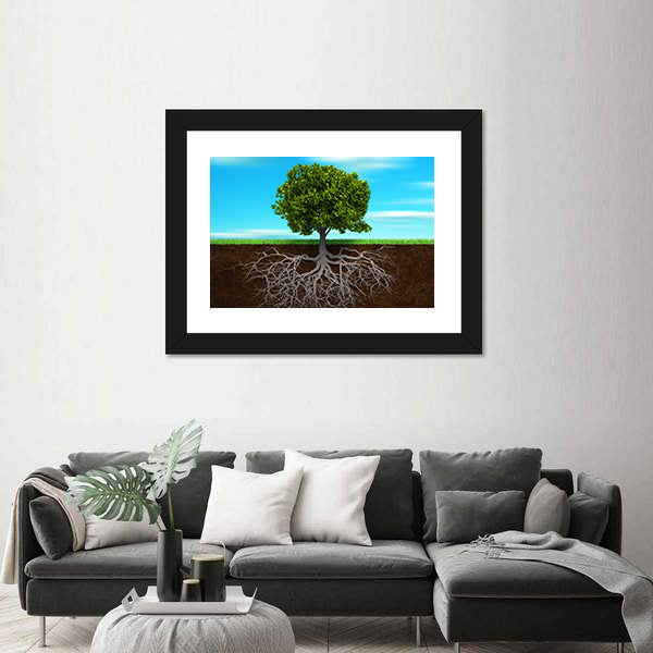 Tree Root Cross-section Illustration Canvas Wall Art