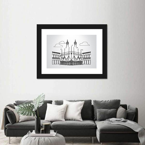 Kaaba Numbered Dot Puzzle Illustration Canvas Wall Art