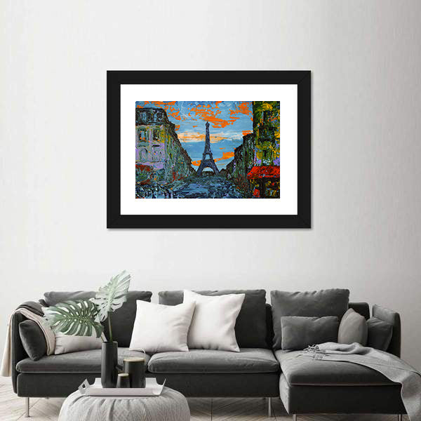 Paris Street at Sunset Canvas Wall Art