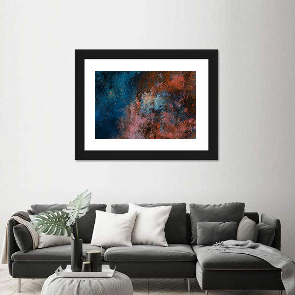 Blue And Red Tones Brushstrokes Canvas Wall Art
