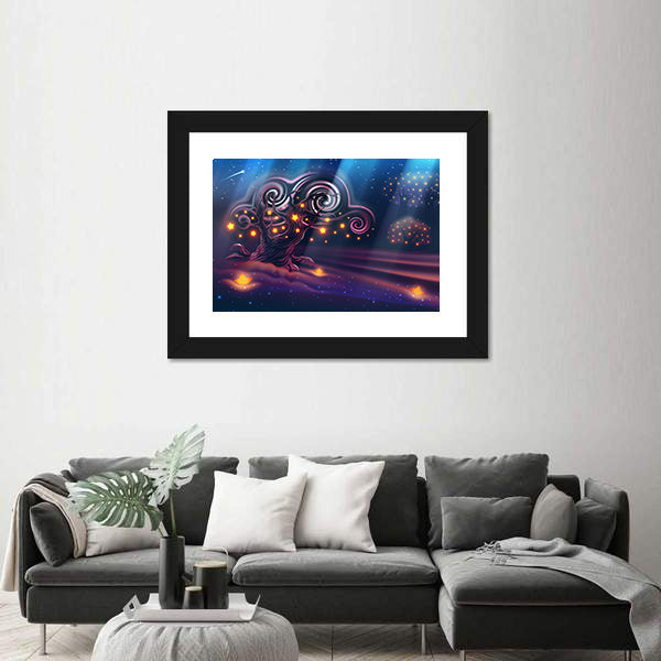 Magical Forest Under a Full Moon Canvas Wall Art