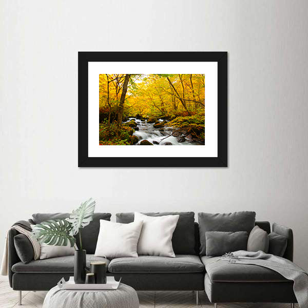 Autumn Colors Of Oirase River Canvas Wall Art