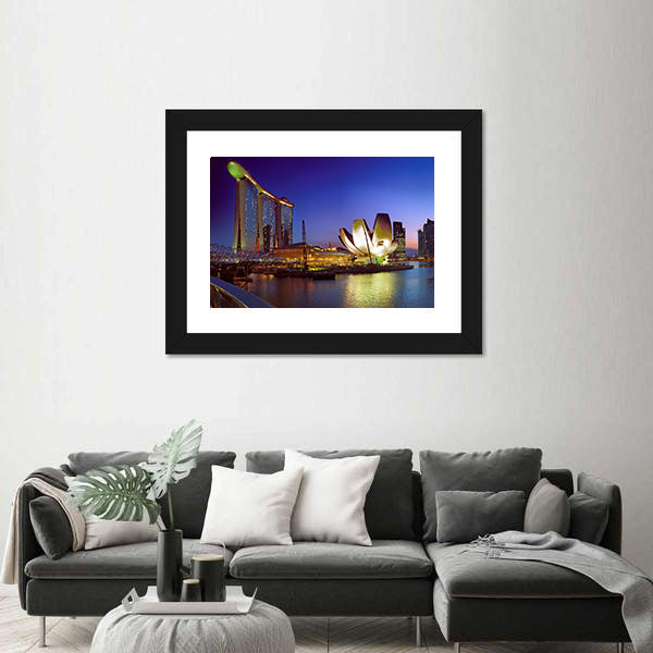 Singapore In Twilight Canvas Wall Art