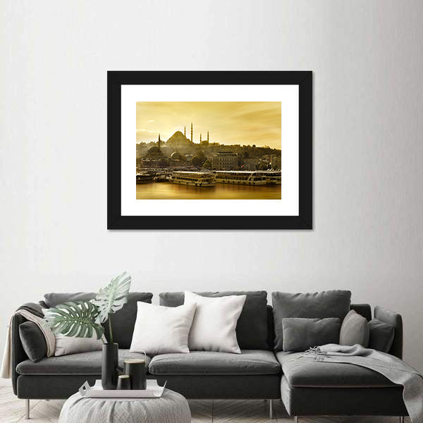 Suleymaniye Mosque Golden Horn In Istanbul Turkey Canvas Wall Art