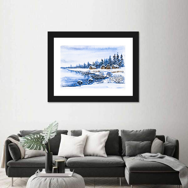 Frozen Winter Village Canvas Wall Art