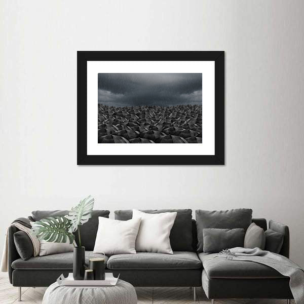 Umbrellas in the Rain Canvas Wall Art