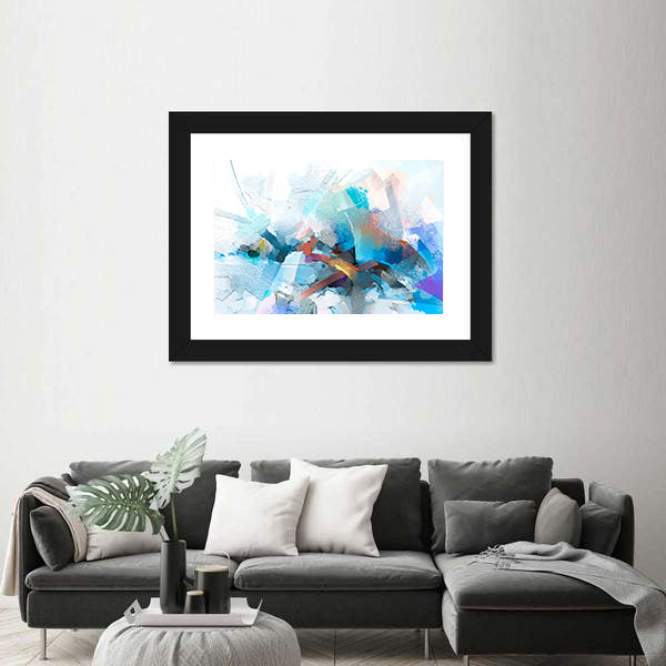 Oil Brushstroke Abstract in Blue and Orange Canvas Wall Art