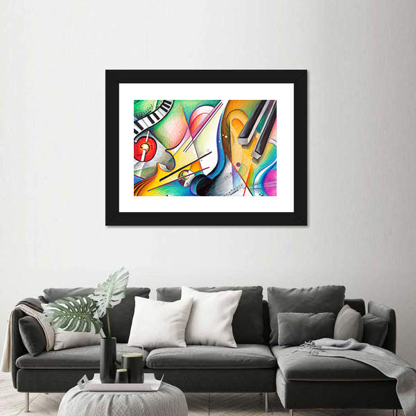 Hand-drawn Musical Abstraction Canvas Wall Art