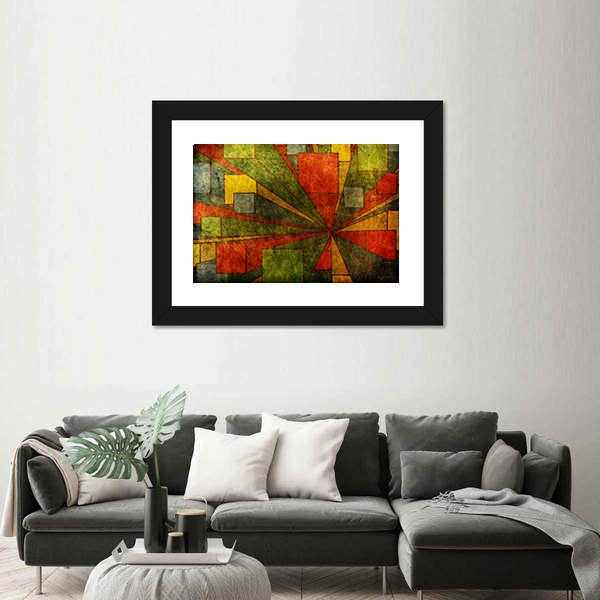 Grunge Geometric Radial Abstract Canvas Wall Art
