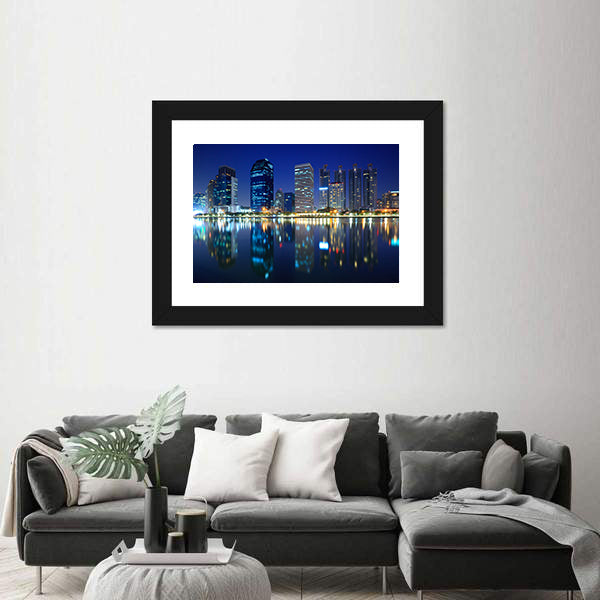 Bangkok City At Night In Thailand Canvas Wall Art