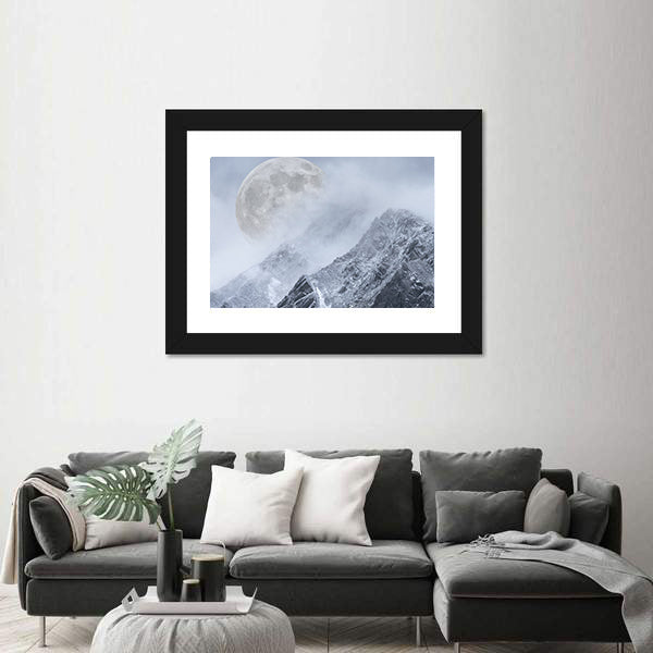 Supermoon Above Mountain Range Canvas Wall Art