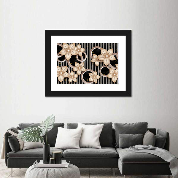 Modern Abstract Floral with Gold Accents Canvas Wall Art