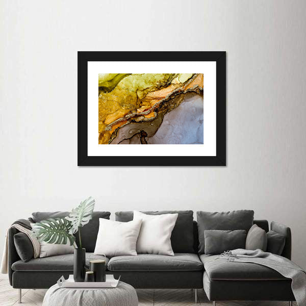 Alcohol Ink Abstract with Gold Veins Canvas Wall Art
