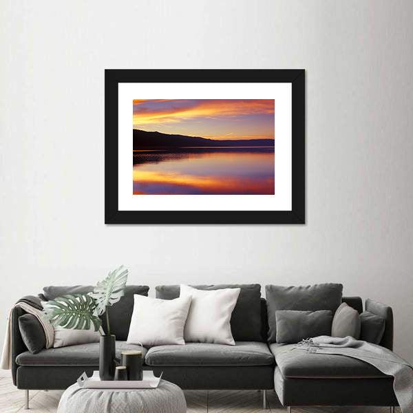 Wispy Clouds Over Lake at Sunset Canvas Wall Art