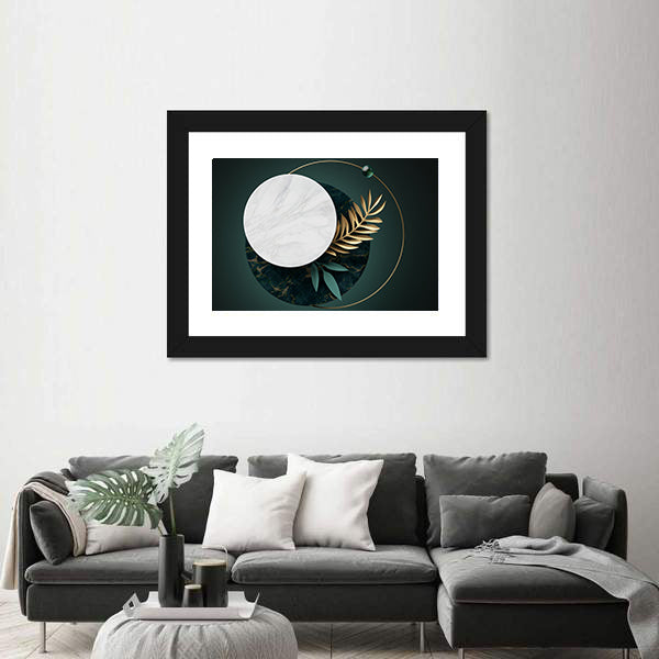 Green and Gold Geometric Botanical Abstract Canvas Wall Art