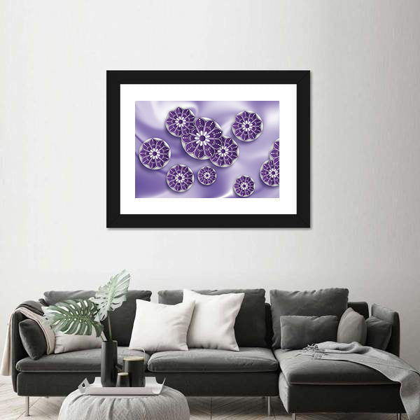Blue Purple Mandala Floral Abstract Canvas Wall Art