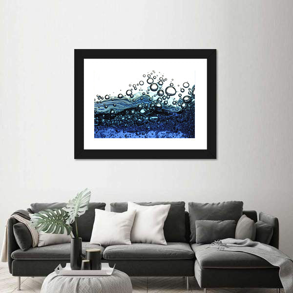 Surface Bubbles Blue Water Abstract Canvas Wall Art