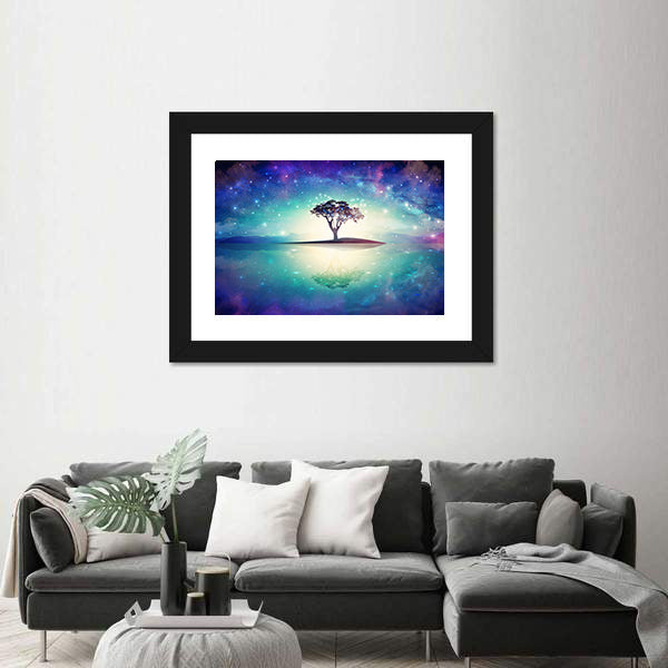 Meditation Tree Under Stars Canvas Wall Art