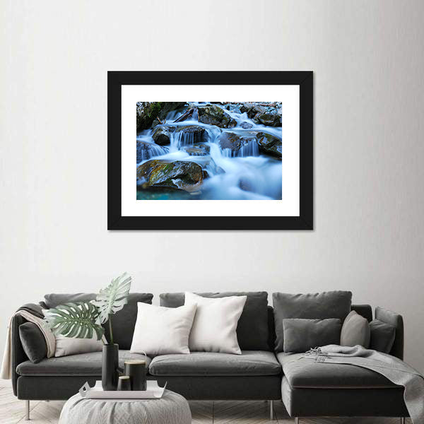 River Through Mossy Stones in Cadore Canvas Wall Art