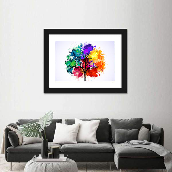 Colorful Abstract Tree with Balloons Canvas Wall Art