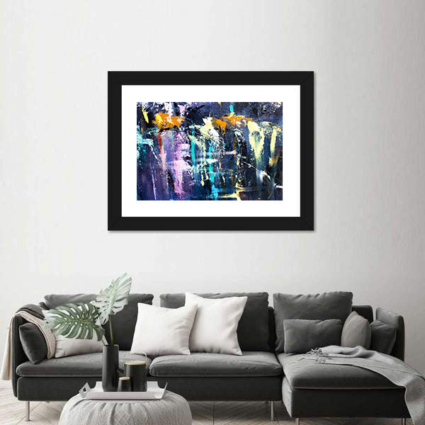 Dark Brushstrokes Abstraction Canvas Wall Art