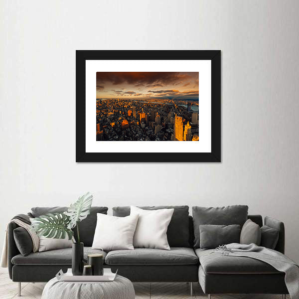 New York to South Manhattan Skyscraper Canvas Wall Art