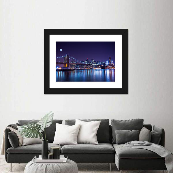 Brooklyn Bridge at Night Canvas Wall Art