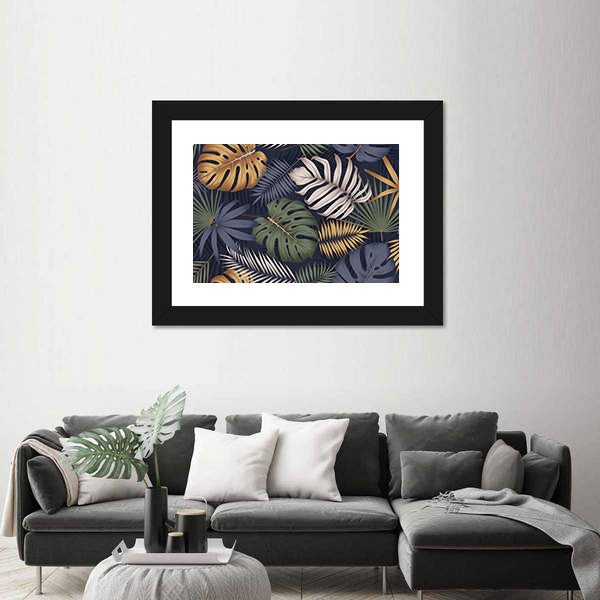 Monstera and Palm Leaf Pattern Canvas Wall Art