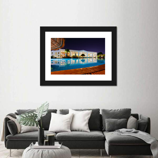 Luxury Resort Pool at Night Canvas Wall Art