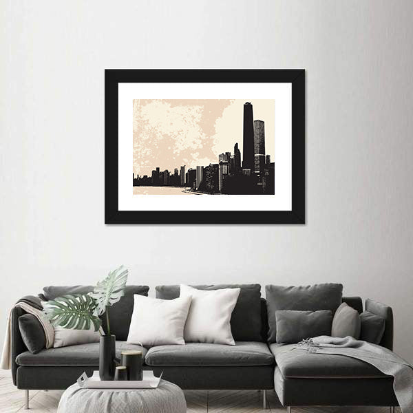Chicago Skyline From Lake Michigan Canvas Wall Art