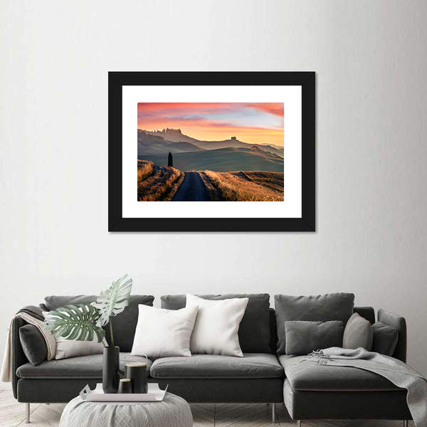 Sunrise Of Italian Countryside Canvas Wall Art