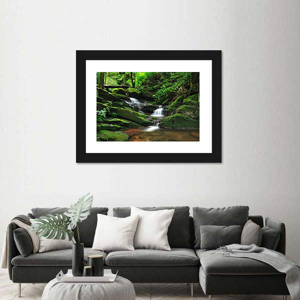 Waterfall In Rain Forest Canvas Wall Art