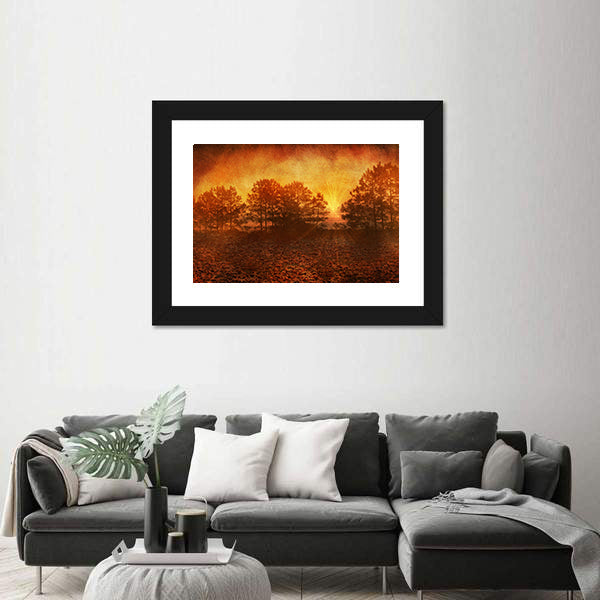 Rusty Golden Textured Autumn Field Canvas Wall Art