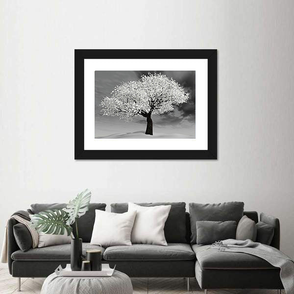 Cherry Tree In Winter Canvas Wall Art