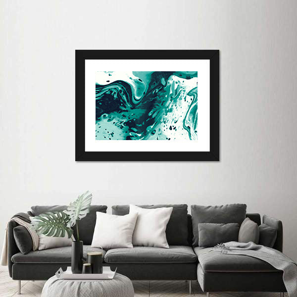 Turquoise Fluid Marbling Canvas Wall Art